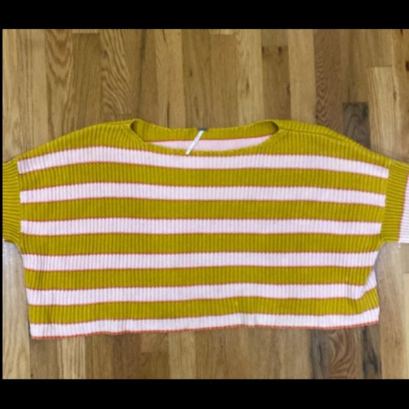 Free People ‘Just My Stripe’ Cropped Sweater - Picture 1 of 3